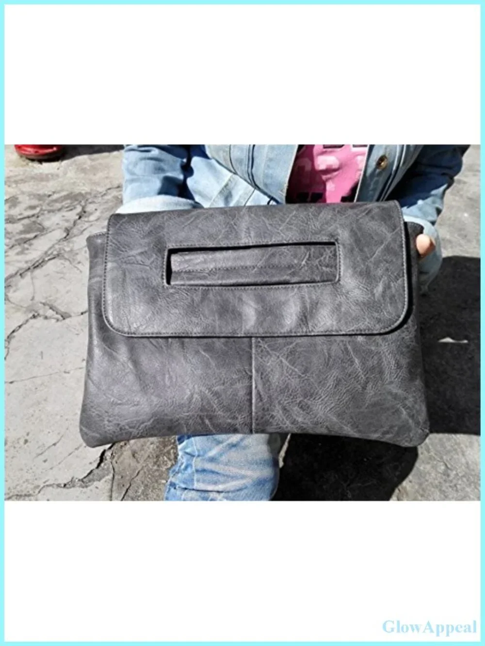Large PU Leather Clutch Crossbody Bag Removable Strap High Capacity